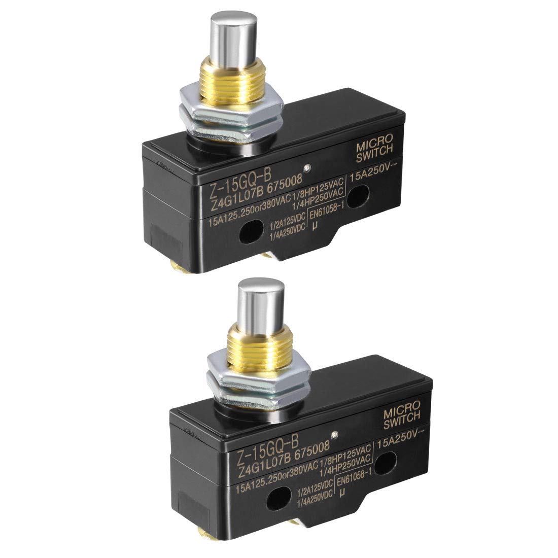 uxcell 2PCS Z-15GQ-B 1NO + 1NC Panel Mount Snap Button Type Micro